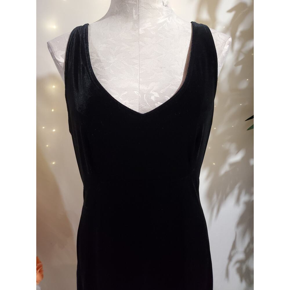 Vtg Y2K Victorias Secret Velour Mini Skater Dress Size M Black Velvet V-Neck - Picture 5 of 10